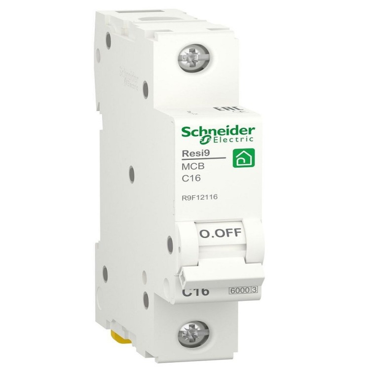 Автоматический выключатель 1P 16A C 6kA Schneider Electric Resi9 R9F12116 - Основные контакты  