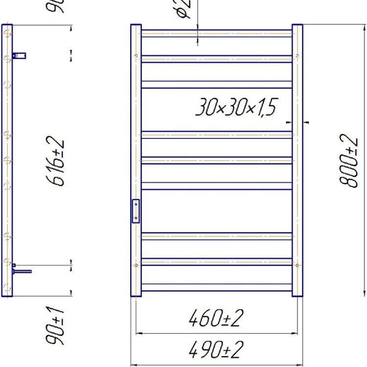 Рушникосушарка електрична MARIO Преміум Класік — I 800x500 TR К таймер-регулятор - Основні контакти 07