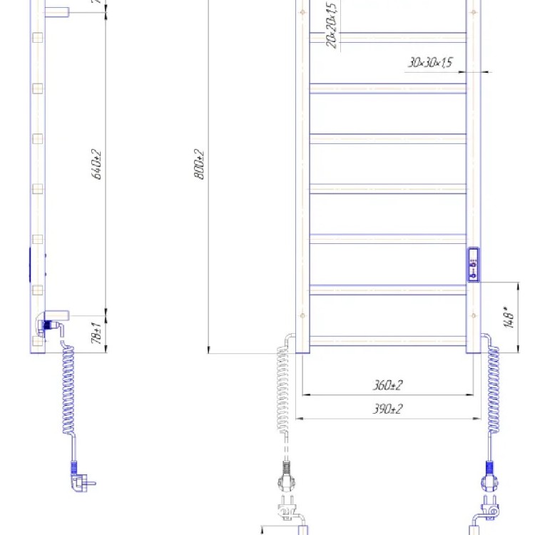 Рушникосушарка електрична MARIO Токіо-I 800 x 400 TR К таймер-регулятор - Основні контакти 04