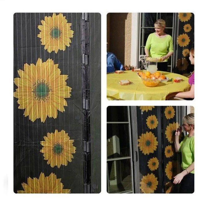 Москітна сітка на двері на магнітах Insta Screen (Magic Mesh) соняшники - Основні контакти 04