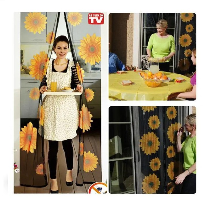 Москітна сітка на двері на магнітах Insta Screen (Magic Mesh) соняшники - Основні контакти 05