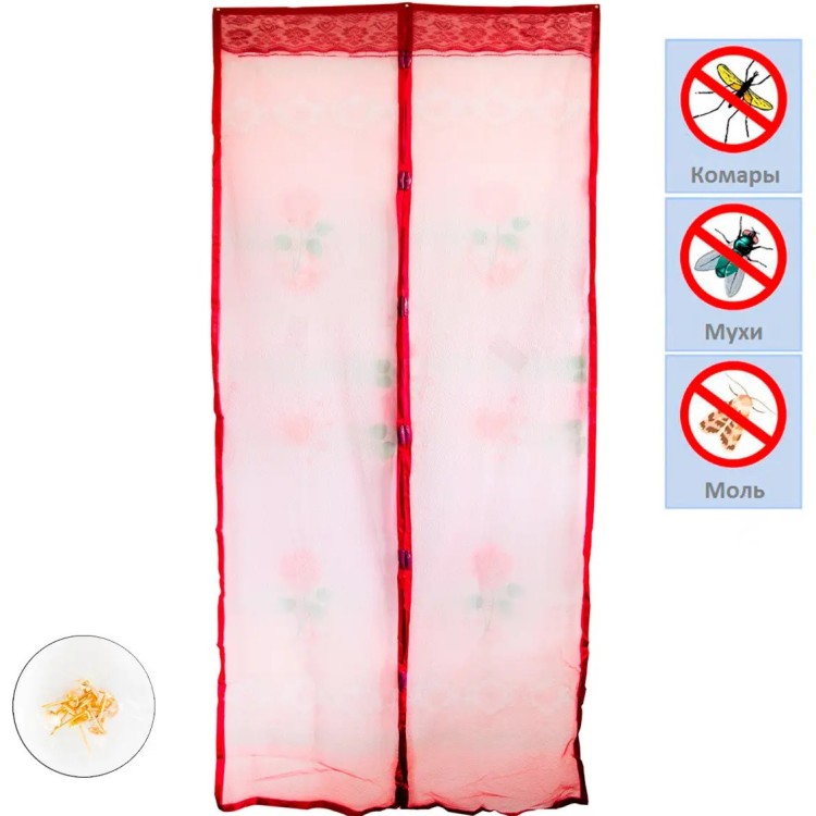 Москітна сітка на двері на магнітах Червона з малюнком 208х98см - Основні контакти 01 
