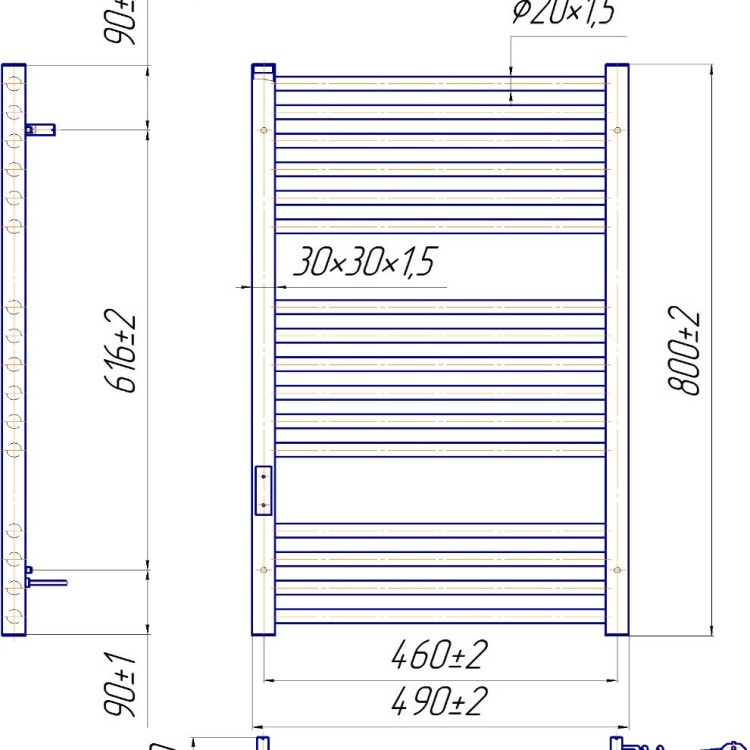 Рушникосушарка електрична MARIO Гера-I 800x500 TR К таймер-регулятор - Основні контакти 07
