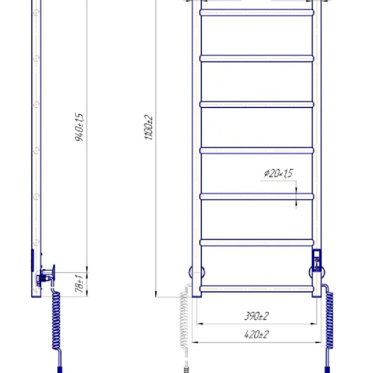 Рушникосушарка електрична MARIO Класік F HP-I 1090 x 430 TR К таймер-регулятор - Основні контакти 05