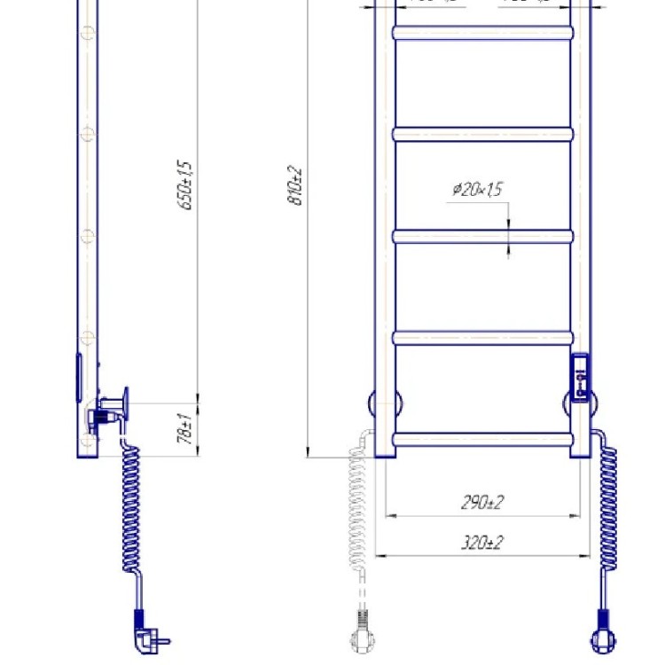 Рушникосушарка електрична MARIO Класік F HP-I 800 x 330 TR К таймер-регулятор - Основні контакти 05