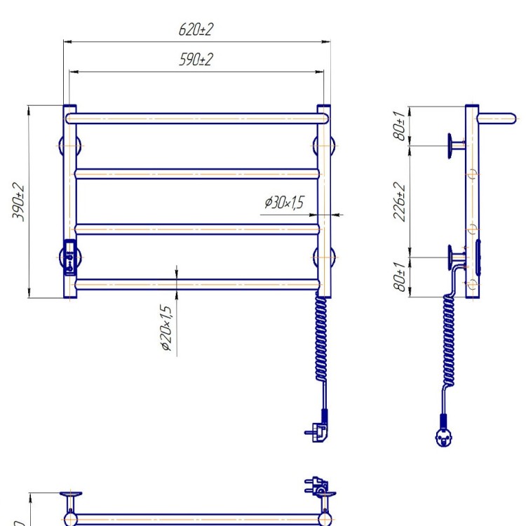 Рушникосушарка електрична MARIO Люкс Сіті-I 400х630 TR К таймер-регулятор - Основні контакти 07