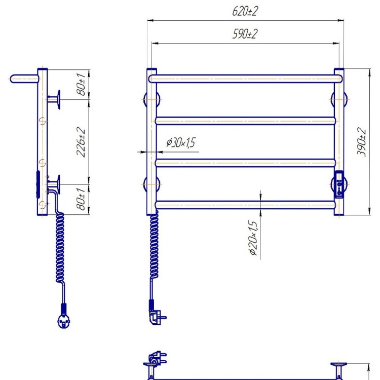 Рушникосушарка електрична MARIO Люкс Сіті-I 400х630 TR К таймер-регулятор - Основні контакти 09