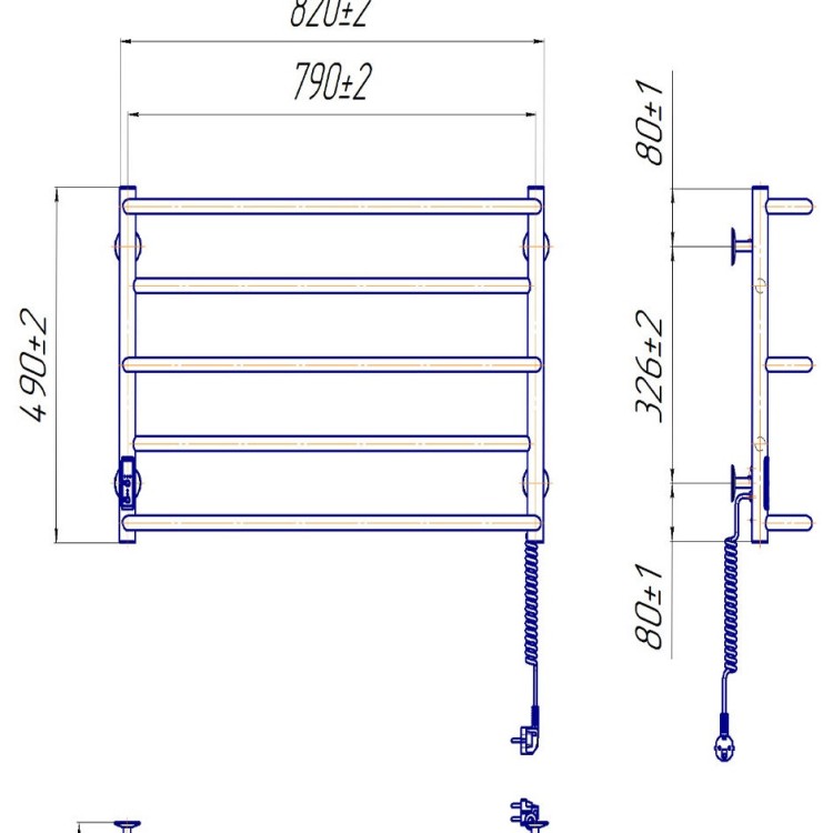 Рушникосушарка електрична MARIO Люкс Сіті-I 500х830 TR К таймер-регулятор - Основні контакти 08