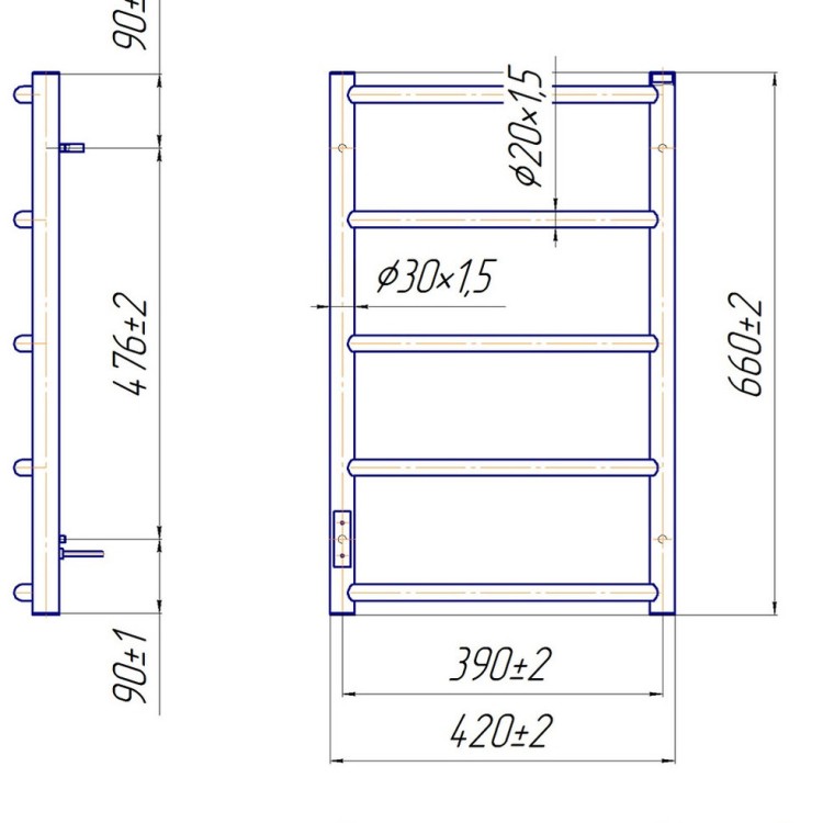 Рушникосушарка електрична MARIO Трапеція-I 650 x 430 TR К таймер-регулятор - Основні контакти 08