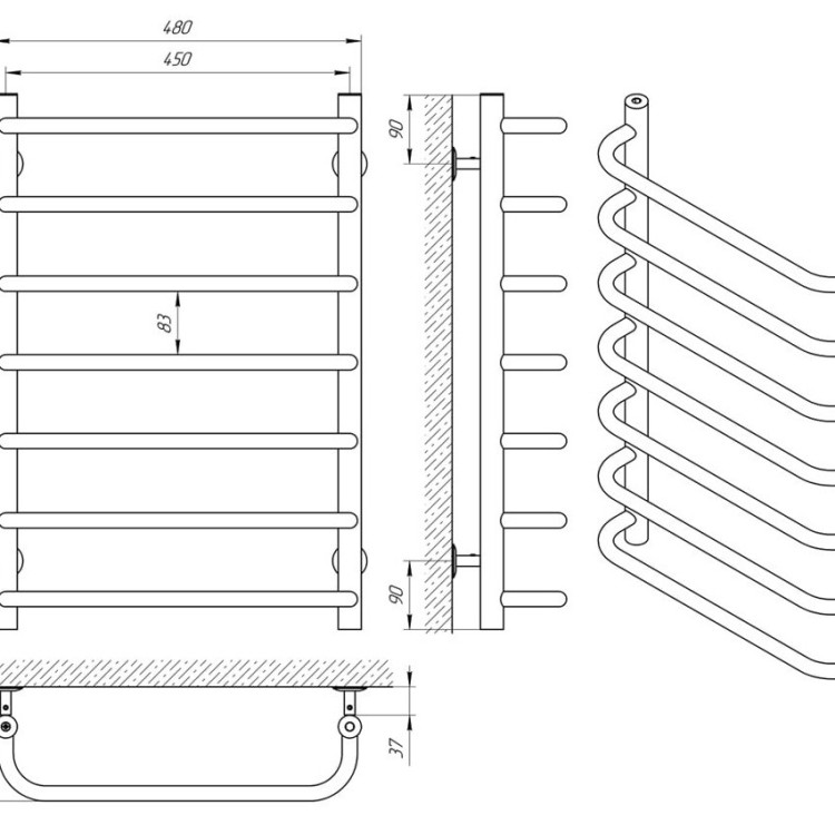 Водяна рушникосушарка  LARIS Стандарт П7 450 х 700 - Основні контакти 06