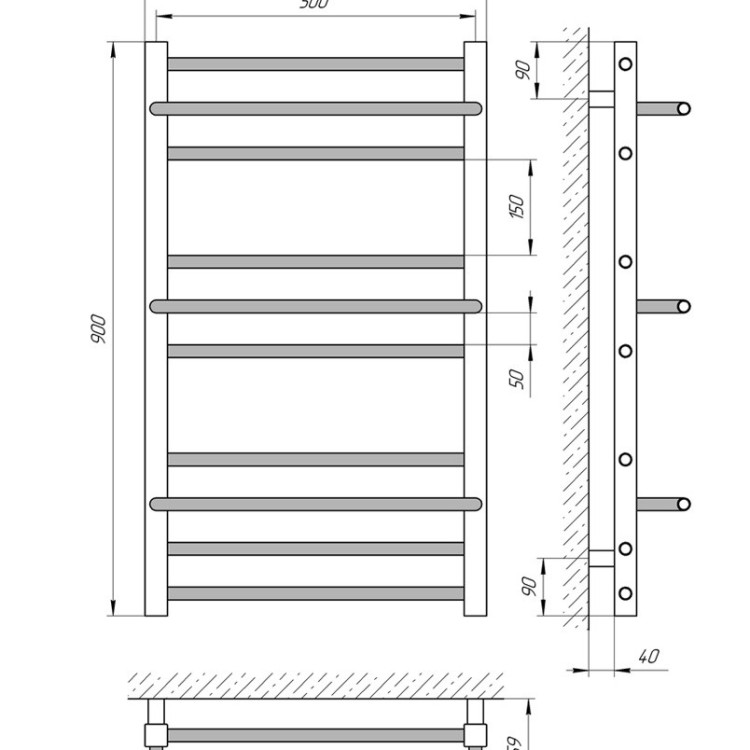 Водяна рушникосушарка Laris Ніка П10 500 х 900 - Основні контакти 05