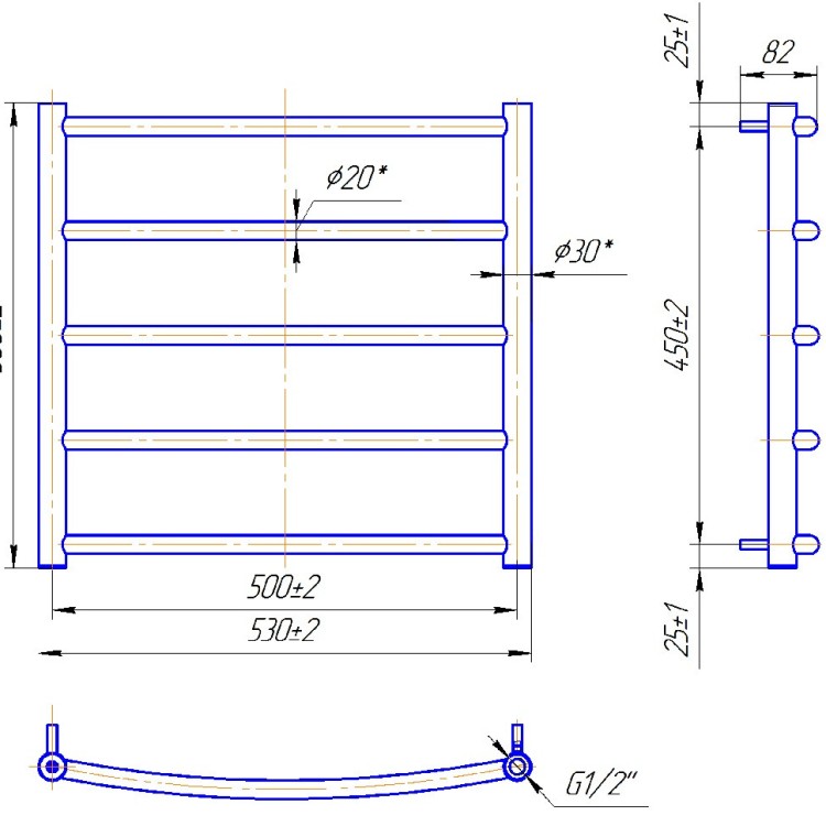 Рушникосушарка водяна MARIO Класик 500 х 530/500 - Основні контакти 04