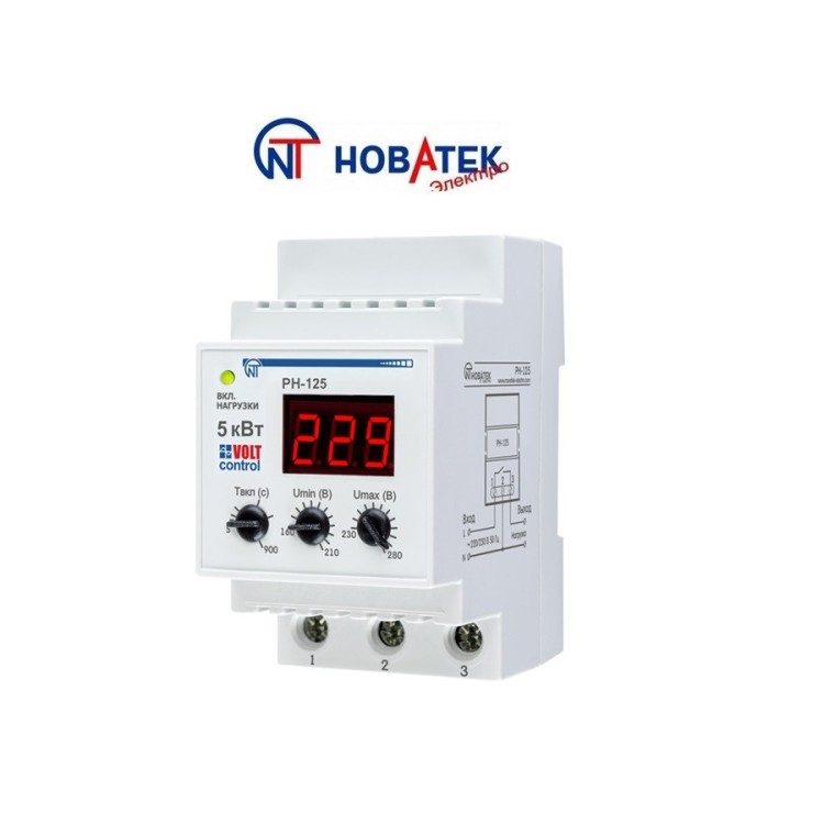 Реле контролю напруги РН-125 (25 А, Volt Control) "Новатек-Електро" (Україна) - Основні контакти  