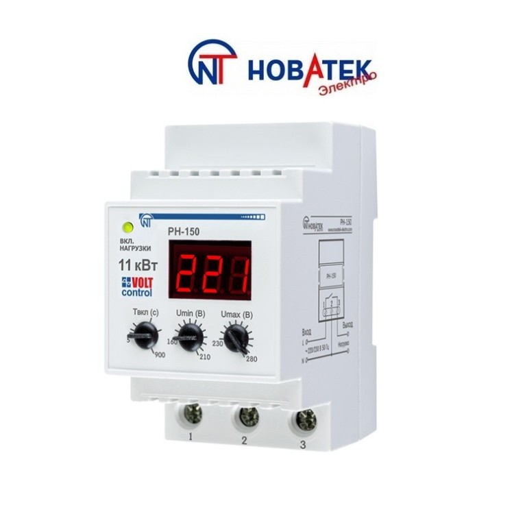 Реле контролю напруги РН-150 (50 А, Volt Control) "Новатек-Електро" (Україна) - Основні контакти  