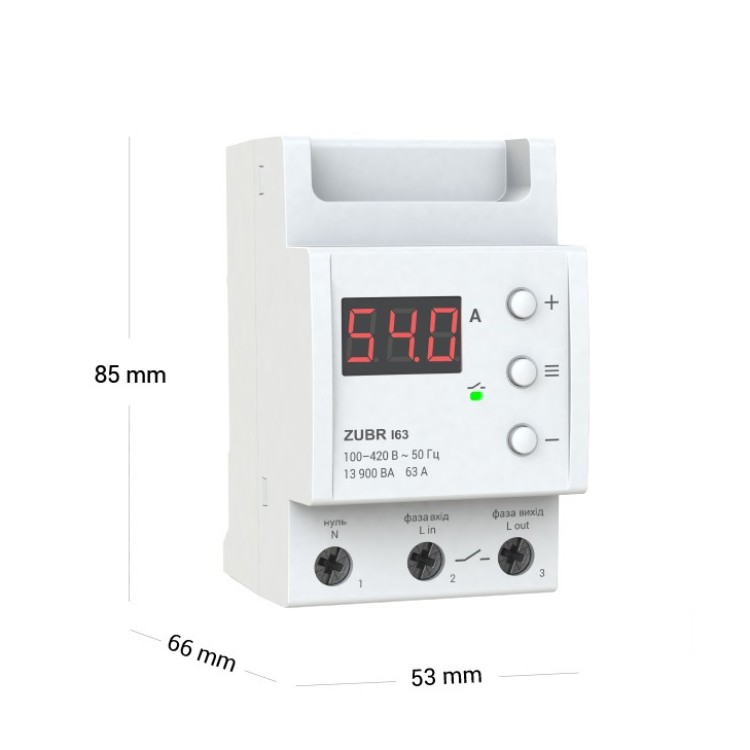 Реле контролю струму ZUBR I63 DS Electronics - Основні контакти 02