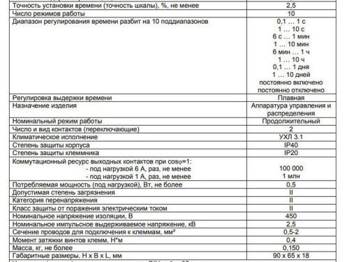 Реле часу REV-120Н (24 В, 220 В) Новатек-Електро - Основні контакти 04