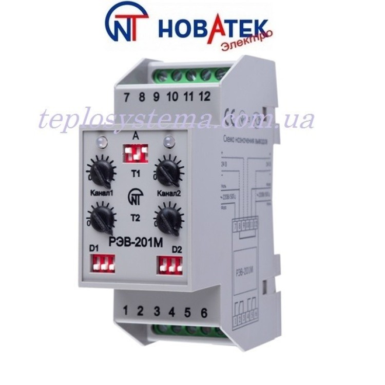 Реле часу РЕНВ-201М багатофункціональне двоканальне "Новатек-Електро" (Україна) - Основні контакти 01 