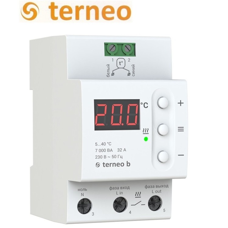Терморегулятор для теплої підлоги Terneo b 32А (на DIN-рейку), Україна - Основні контакти 01 