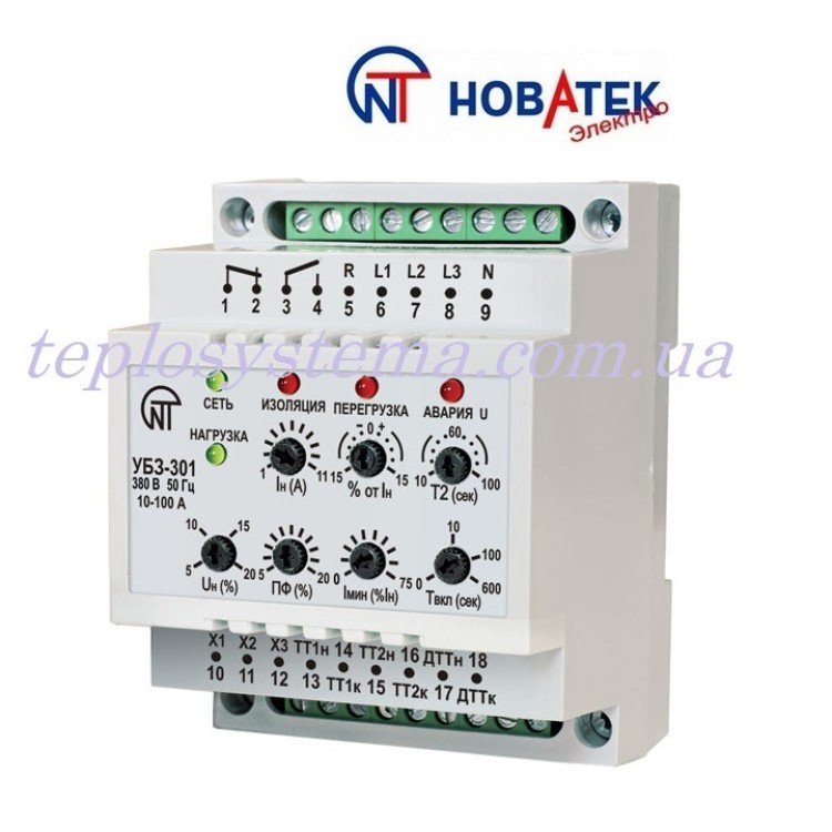 Универсальный блок защиты электродвигателей  УБЗ - 301 (10-100 А)  Новатек-Электро - Основные контакты 02