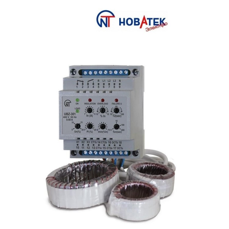 Універсальний блок захисту електродвигунів УБЗ - 301 (5-50 А) Новатек-Електро - Основні контакти 01 