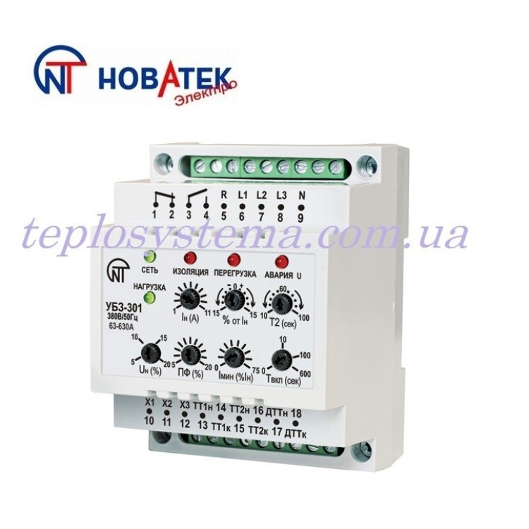 Універсальний блок захисту електродвигунів УБЗ — 301 (63-630 А) Новатек-Електро - Основні контакти 01 
