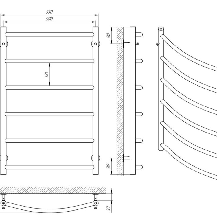 Водяна рушникосушарка Laris Флеш П6 500 х 800 - Основні контакти 04