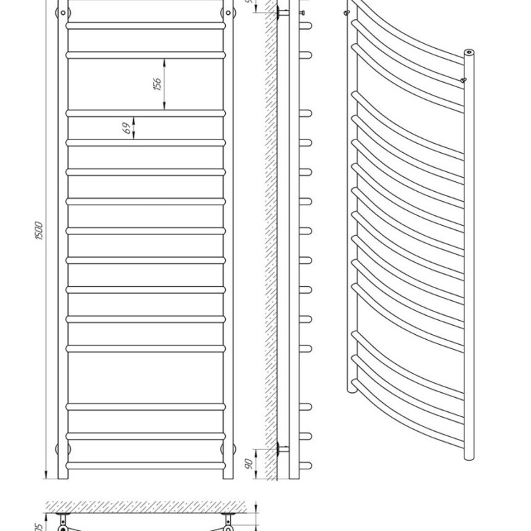 Водяна рушникосушарка Laris  Класік П15 500 х 1500 - Основні контакти 06