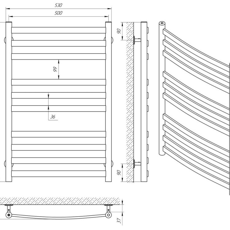 Водяна рушникосушарка Laris Кватро Класік П10 500 х 800 - Основні контакти 05