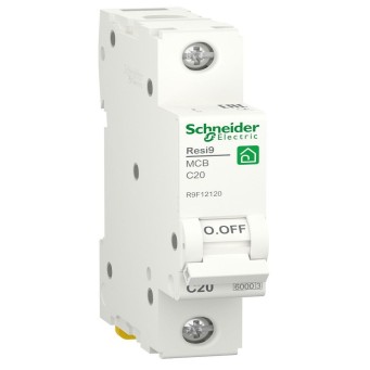 Автоматичний вимикач 1P 20A C 6kA Schneider Electric Resi9 R9F12120 - Основні контакти 