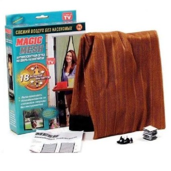 Москітна сітка на вхідні двері Magic Mesh 210x100 см Коричнева - Основні контакти 